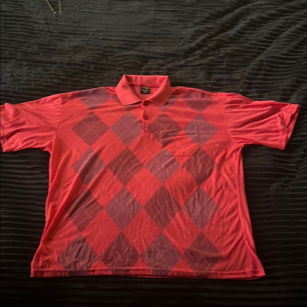 Vibrant Red Geometric Polo Shirt